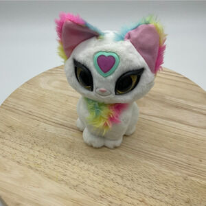 My Fuzzy Friends Cat Plush 2023 White Rainbow Ears Heart Interactive 6.6" WORKS
